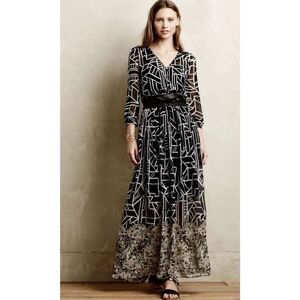 Moulinette Soeurs Anthropologie Equinox Pleated Maxi Dress Women's Size 4